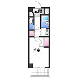 シティガーデン新通 4階1Kの間取り