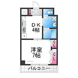 クリエイト彩 10階1Kの間取り