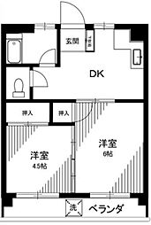 丸山コーポ 2DKの間取図画像