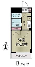 サンライズ浦安 2階1Kの間取り