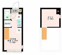 ＯＴＡＳ 代田橋 1階ワンルームの間取り