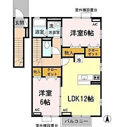 タウンビビD 2LDKの間取図画像