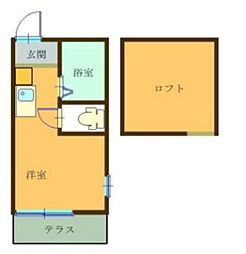 ダイアパレス101 1階ワンルームの間取り
