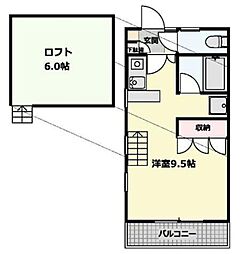 アイビーハウス 2階ワンルームの間取り