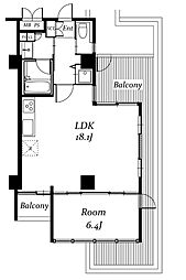 アーバンパーク代々木 6階1LDKの間取り