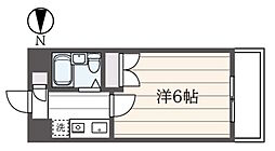 エヴェナール横浜根岸 6階1Kの間取り