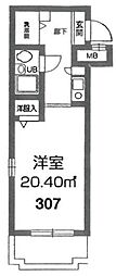 東京メトロ丸ノ内線 方南町駅 徒歩8分の賃貸マンション 3階1Kの間取り
