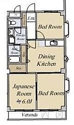 SK小松川 3階3DKの間取り