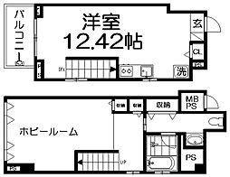 ストークレジデンス枚方新町 2階ワンルームの間取り
