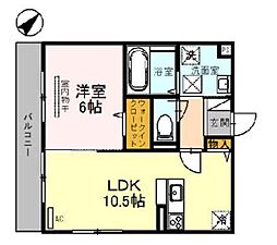 シェソワフルール 1LDKの間取図画像