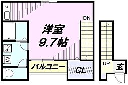 クレールエスパース 2階ワンルームの間取り