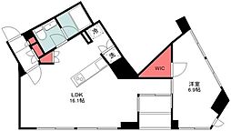 ベルドゥムール東京八丁堀 1LDKの間取図画像