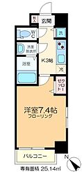 Ａｐａｒｔｍｅｎｔ桜 4階1Kの間取り