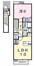 フェアリーエリア Ａ棟 2階1LDKの間取り