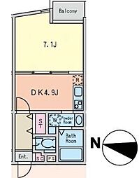 アートフル所沢ヒルズ 1DKの間取図画像