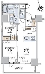 アリビス十条 11階2LDKの間取り