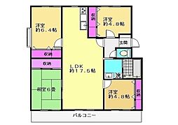 龍ハイツ 4LDKの間取図画像