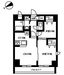 アルトメイ田無 3階2LDKの間取り