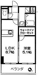 ベルパーク2 1LDKの間取図画像