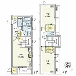 カスタリア旗の台 2階2LDKの間取り