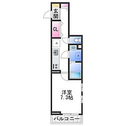 サンプラザ金剛 1階1Kの間取り
