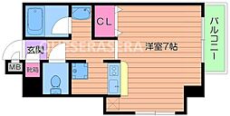 イーストクレセント 1Kの間取図画像