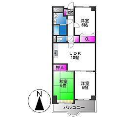 センターロイヤル 3LDKの間取図画像