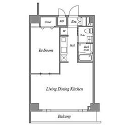 ルクレ西新宿 14階1LDKの間取り