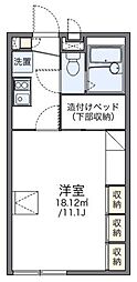 レオパレスサンヒルズ 2階1Kの間取り