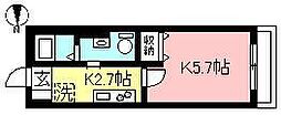 リヴェール永山 1Kの間取図画像