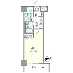 京王線 調布駅 徒歩7分の賃貸マンション 10階1Kの間取り