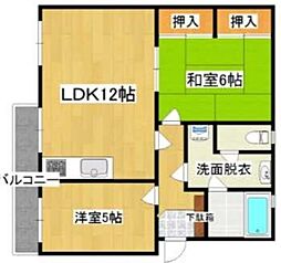 大産長丘ビル 2LDKの間取図画像