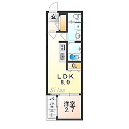 H-maison森ノ宮I 1LDKの間取図画像
