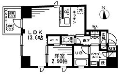 プライマル上野イースト 9階1LDKの間取り