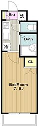 スチューデントハイツ永山 2階1Kの間取り