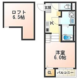 ルーイヒハイム 2階1Kの間取り