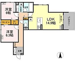 THE STATELY 子安町 2LDKの間取図画像