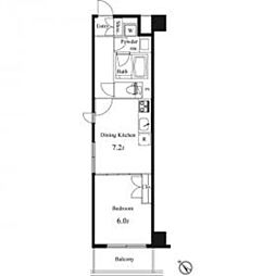 プライマル小石川 2階1DKの間取り