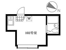 ドルチェ十条 1階ワンルームの間取り