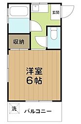 積田コーポ 4階1Kの間取り