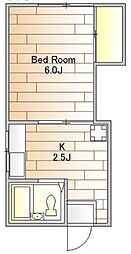 コーポ秋元 1階1Kの間取り