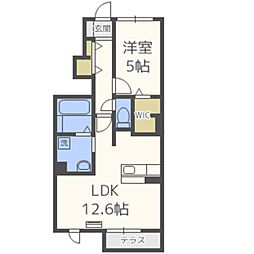 フェリーチェ松山 1LDKの間取図画像