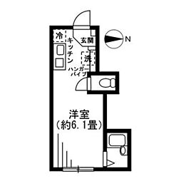 パークサイドテラス 1階ワンルームの間取り