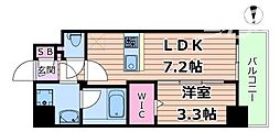 エスリードレジデンス ザ・グラン大阪ノア 1DKの間取図画像