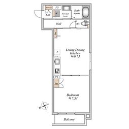 ザ・フォレスト立川 2階1LDKの間取り