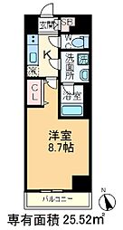 JR山手線 田端駅 徒歩8分の賃貸マンション 10階1Kの間取り