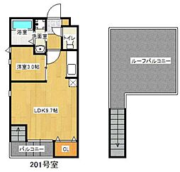 グランティックカレン博多駅南 1LDKの間取図画像