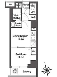 コンフォリア・リヴ品川南大井 5階1DKの間取り