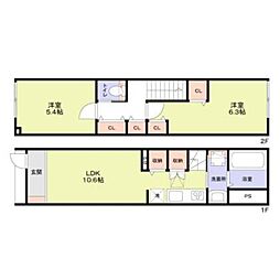 テラスハウス井萩 2LDKの間取図画像