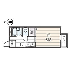 アモーネ内田 1Kの間取図画像